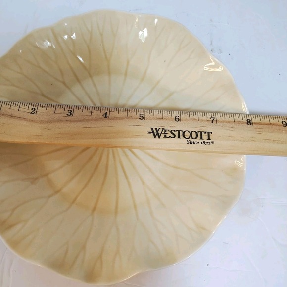 Pair Vintage Metlox Poppytrail Lotus Leaves Tan Ivory Salad Plates Saucers 8" 2 - Picture 7 of 7